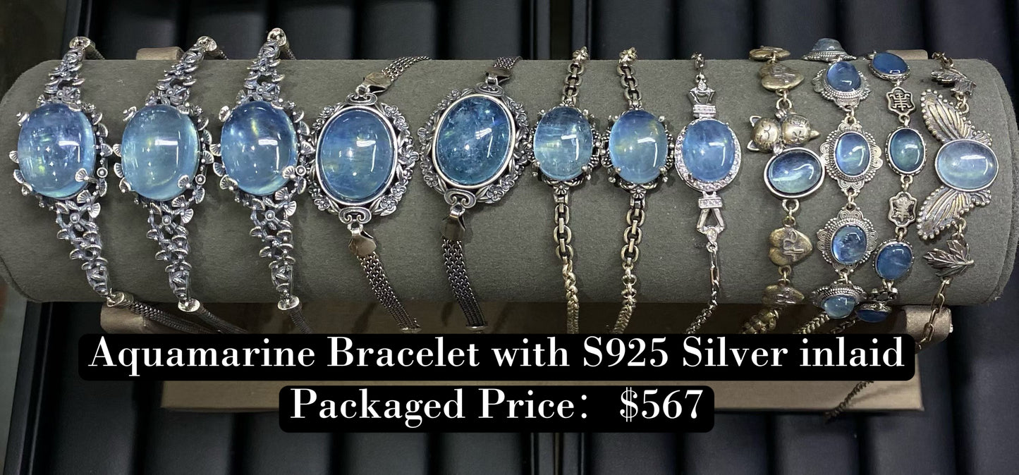 Bundle silver Jewelry Aquamarine Bracelets S925, silver inlaid,NO.B1