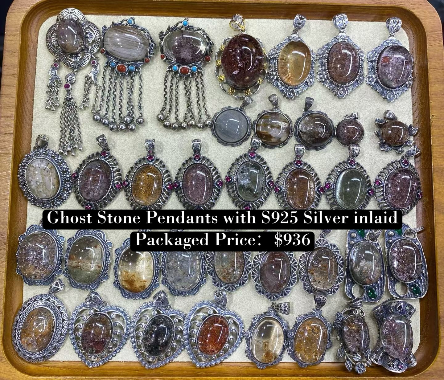 Bundle silver Jewelry Ghost Stone Pendants S925, silver inlaid, NO.P2