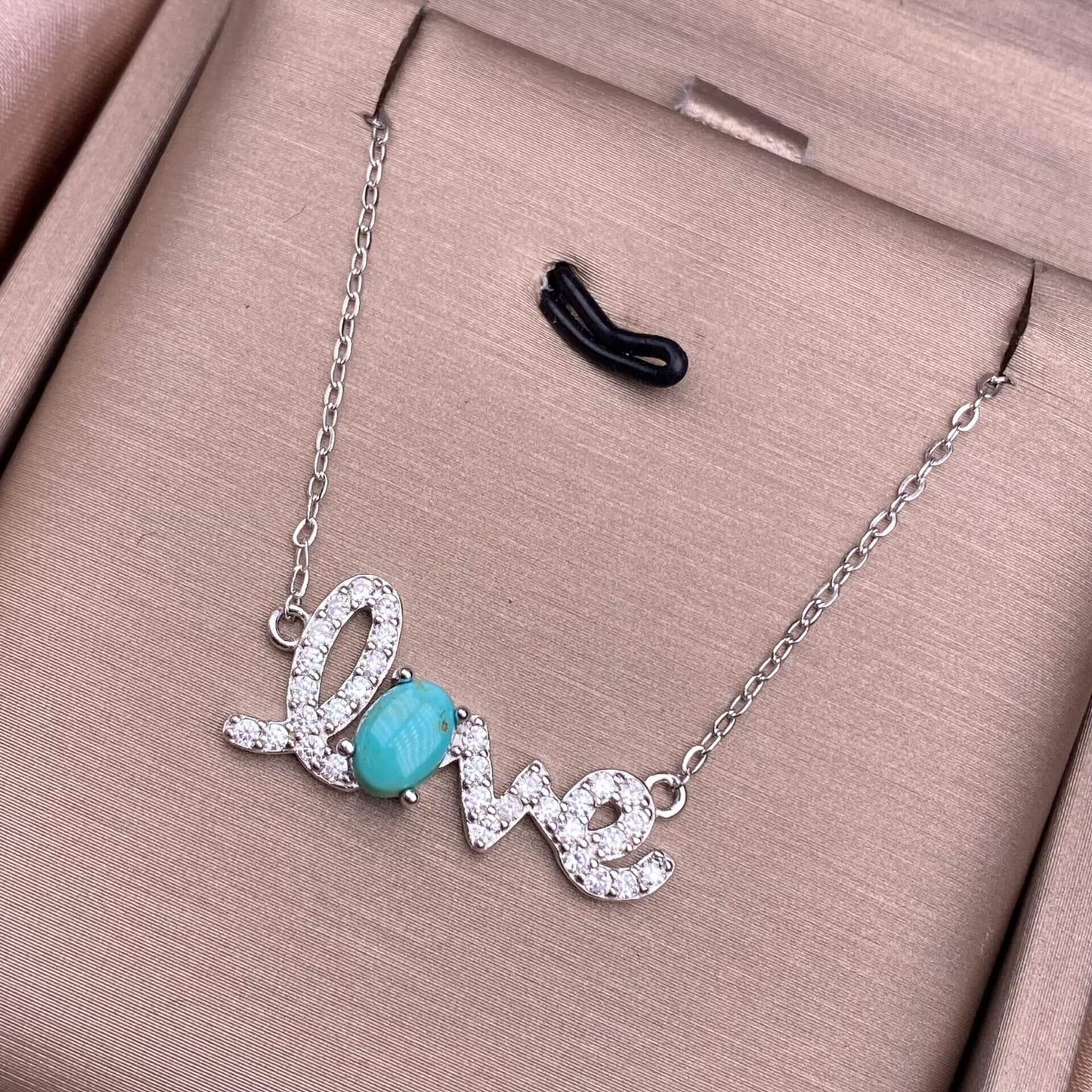 Blue topa, golden stone, turquoise S925 necklace, silver inlaid with full diamonds, exquisite light luxury evening wear chain fashionable office lady