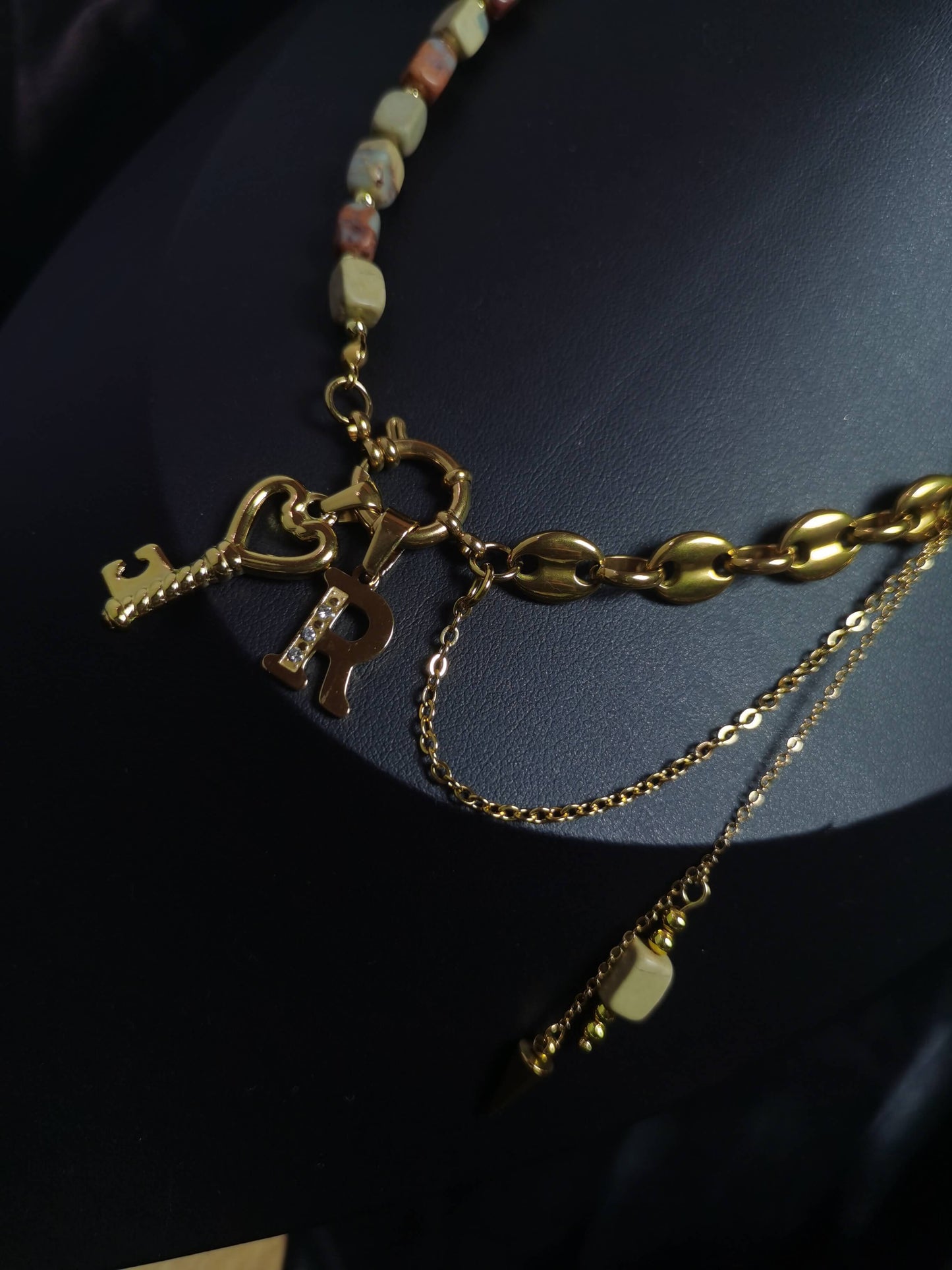 Joint Necklace 18k gold-plated Titanium Steel Stone&Pignose chain Trendy Jewelry 2025 GMJN6