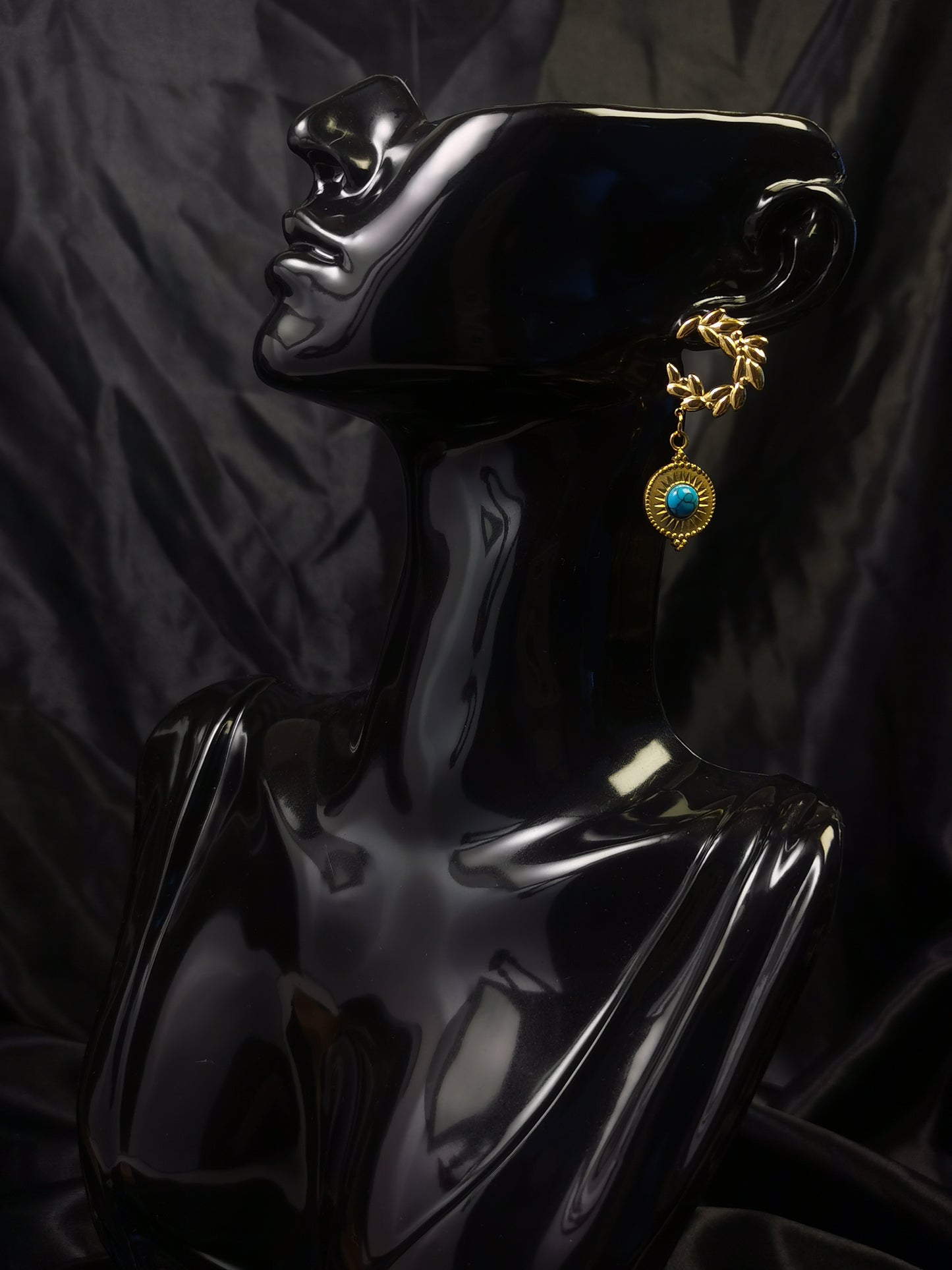 Ear of Wheat Earrings 18k gold-plated Titanium Steel Natrual stone GMJE14