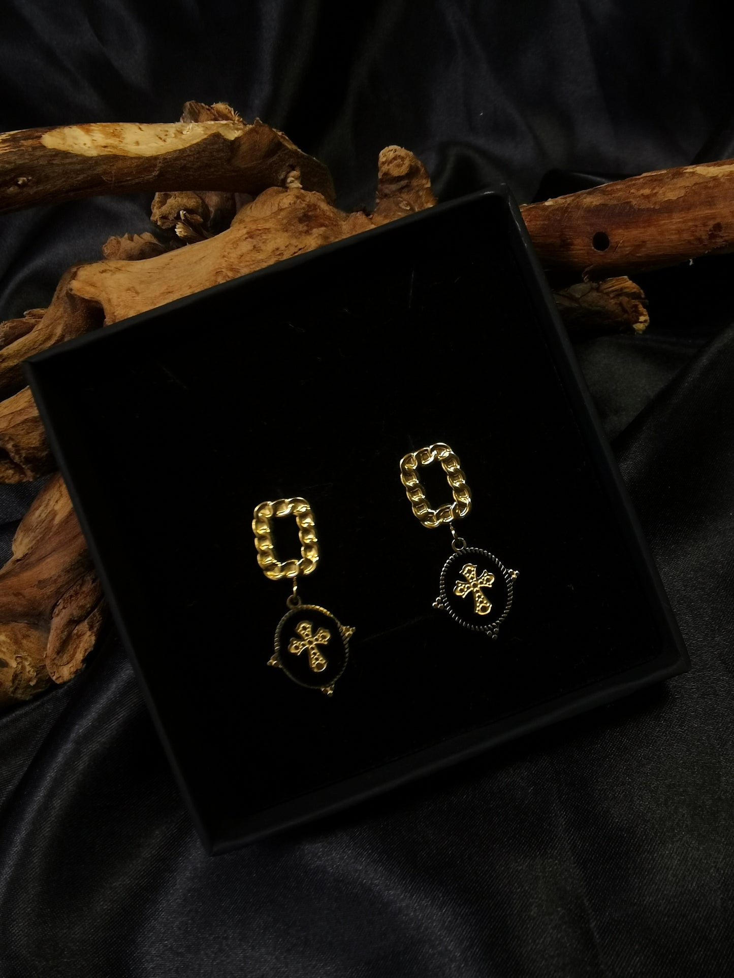 Cuban Square Earrings 18k gold-plated Titanium Steel GMJE16