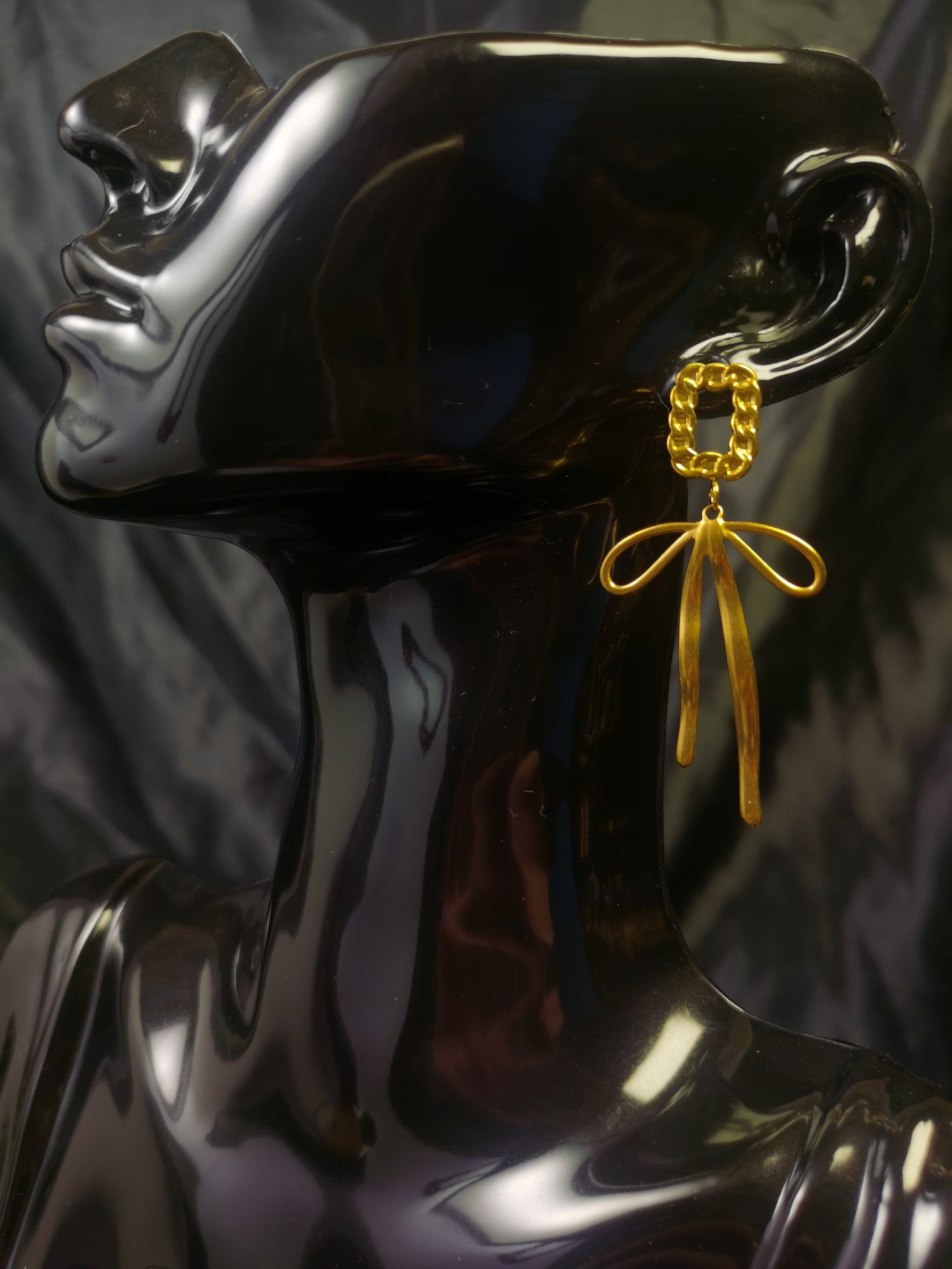 Cuban Square Earrings 18k gold-plated Titanium Steel Bow knot belt GMJE19