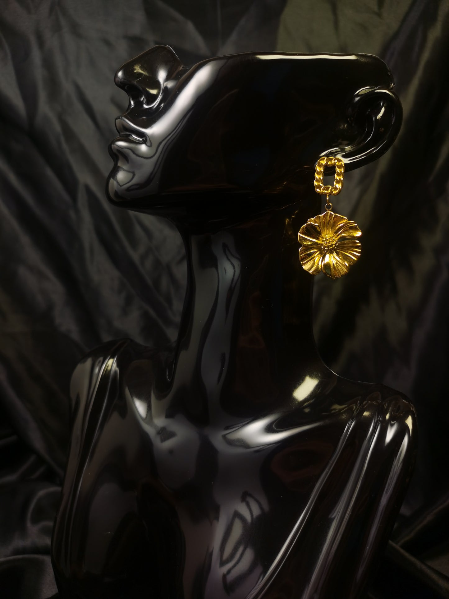 Cuban Square Earrings 18k gold-plated Titanium Steel 3D Flower GMJE21