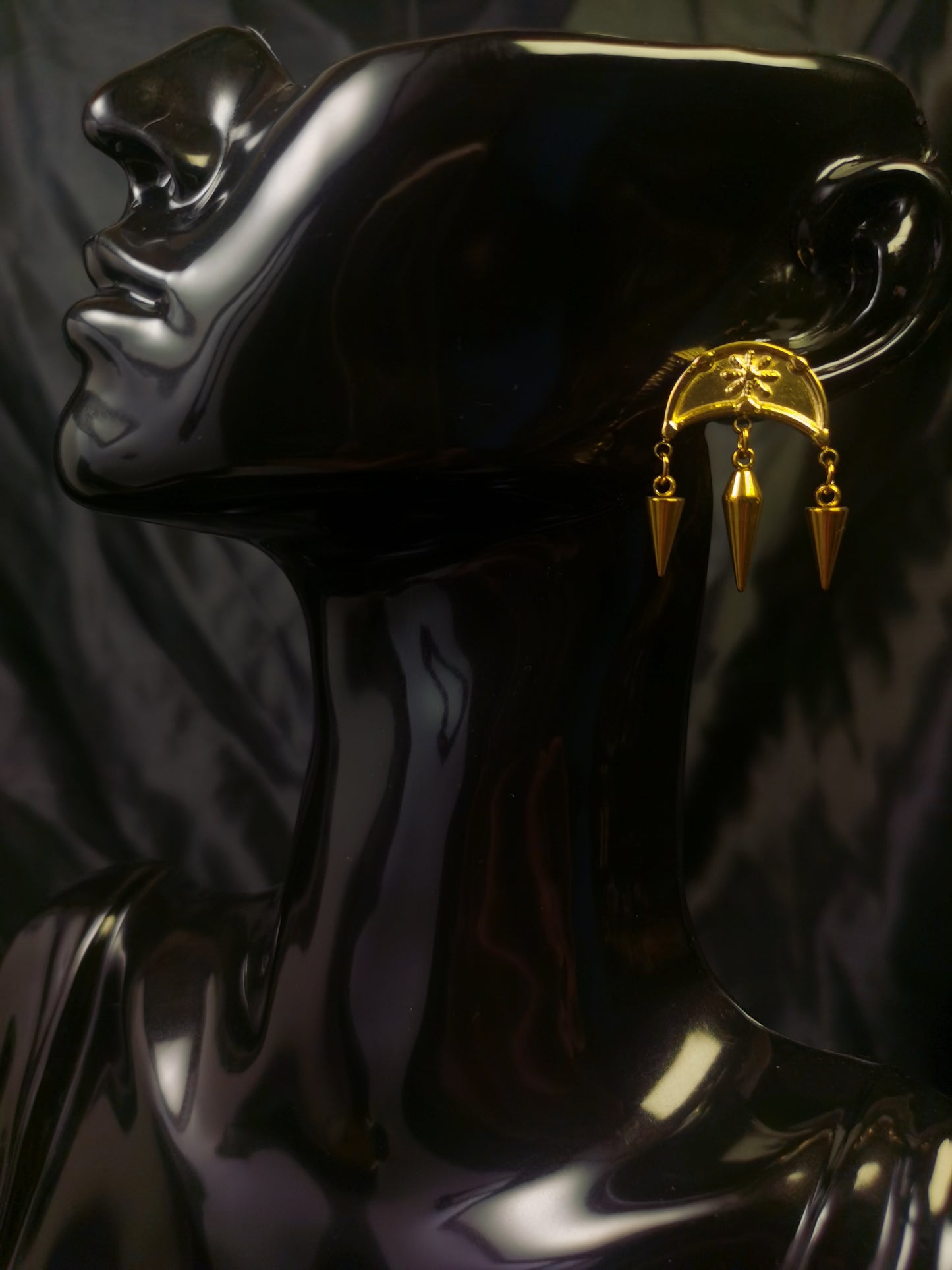 Moon Earrings 18k gold-plated Titanium Steel Cone pendants GMJE20