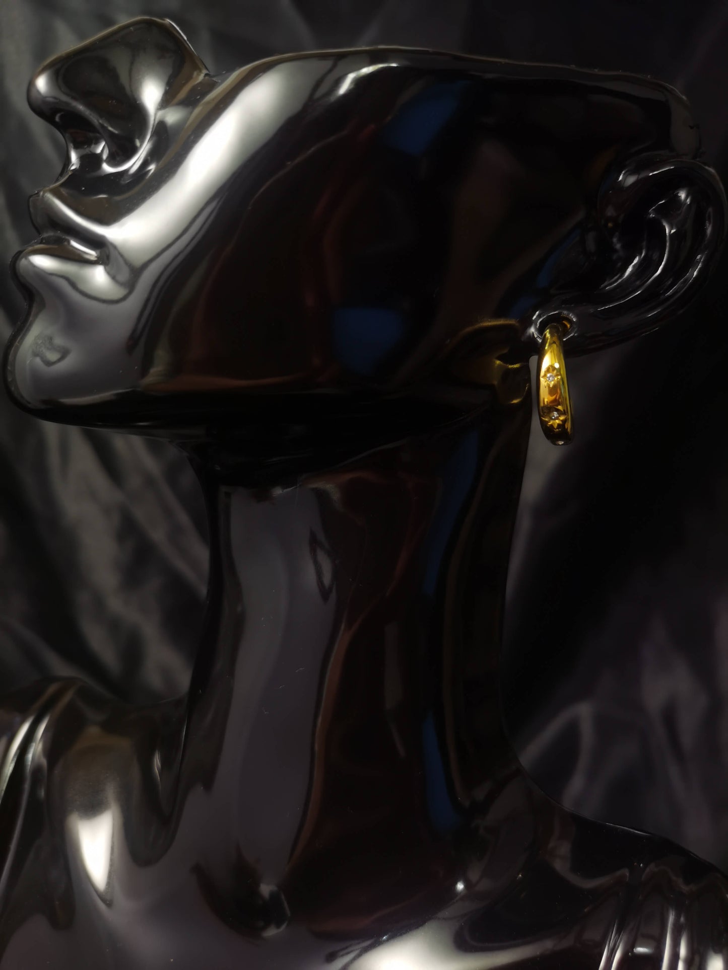 C hoop Earrings 18k gold-plated Titanium Steel Zircon GMJE46