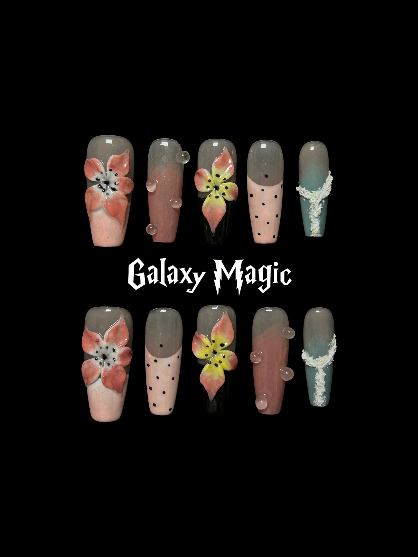 NO:1026 Acrylic 3D Flower Garden Design Press on nails square coffin stiletto reusable durable trendy 2025