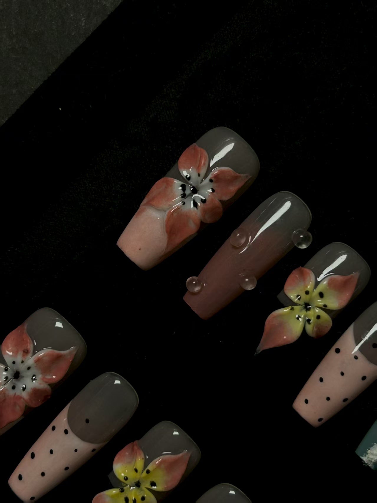 NO:1026 Acrylic 3D Flower Garden Design Press on nails square coffin stiletto reusable durable trendy 2025