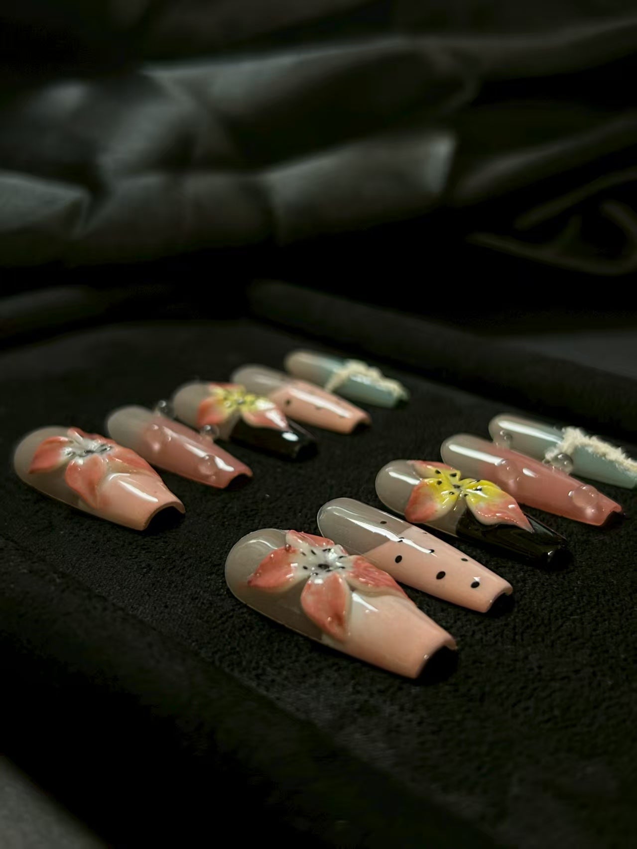 NO:1026 Acrylic 3D Flower Garden Design Press on nails square coffin stiletto reusable durable trendy 2025