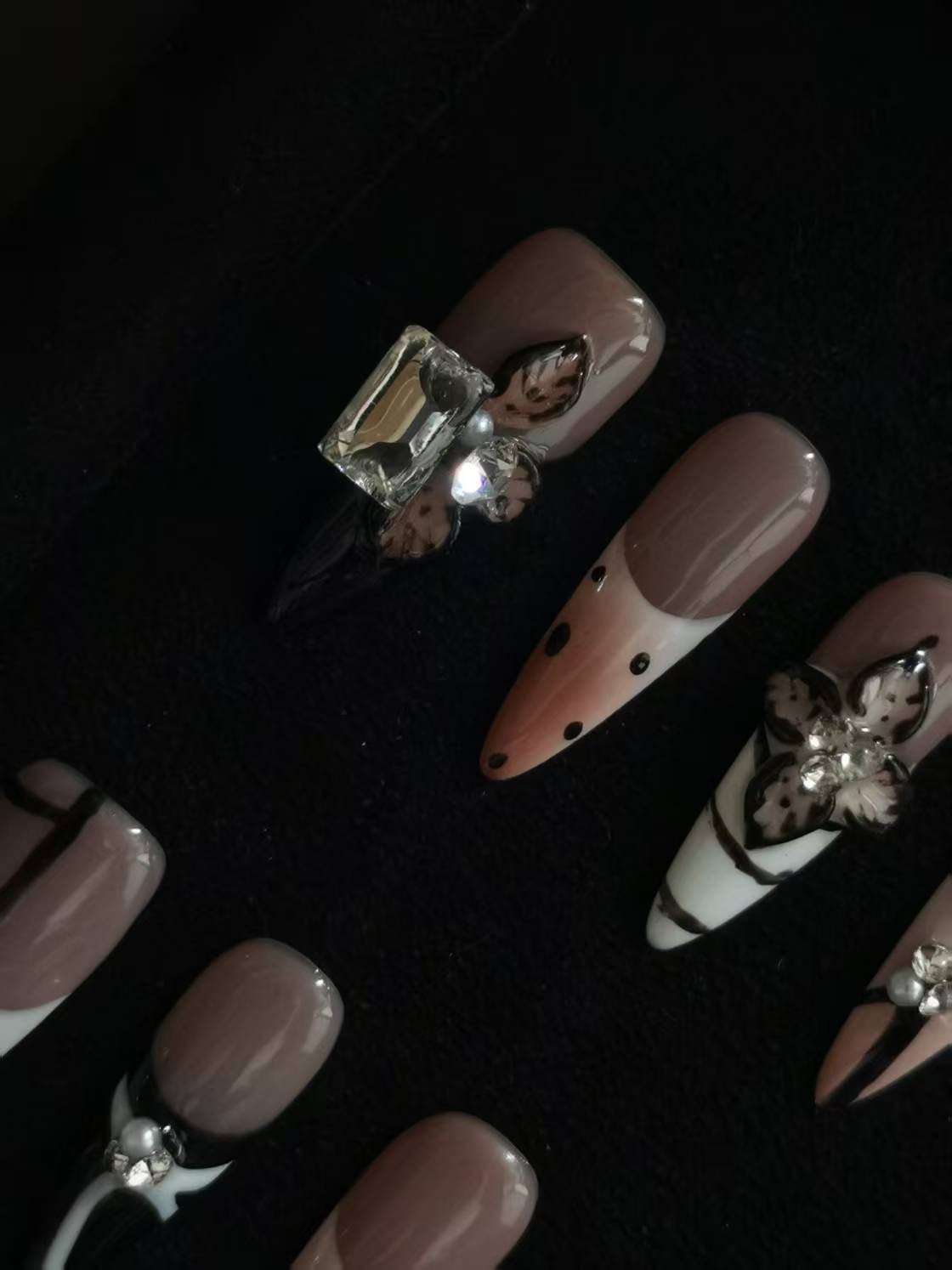 NO:1044 Acrylic 3D Flower Press on nails short square stilleto coffin reusable durable trendy 2025