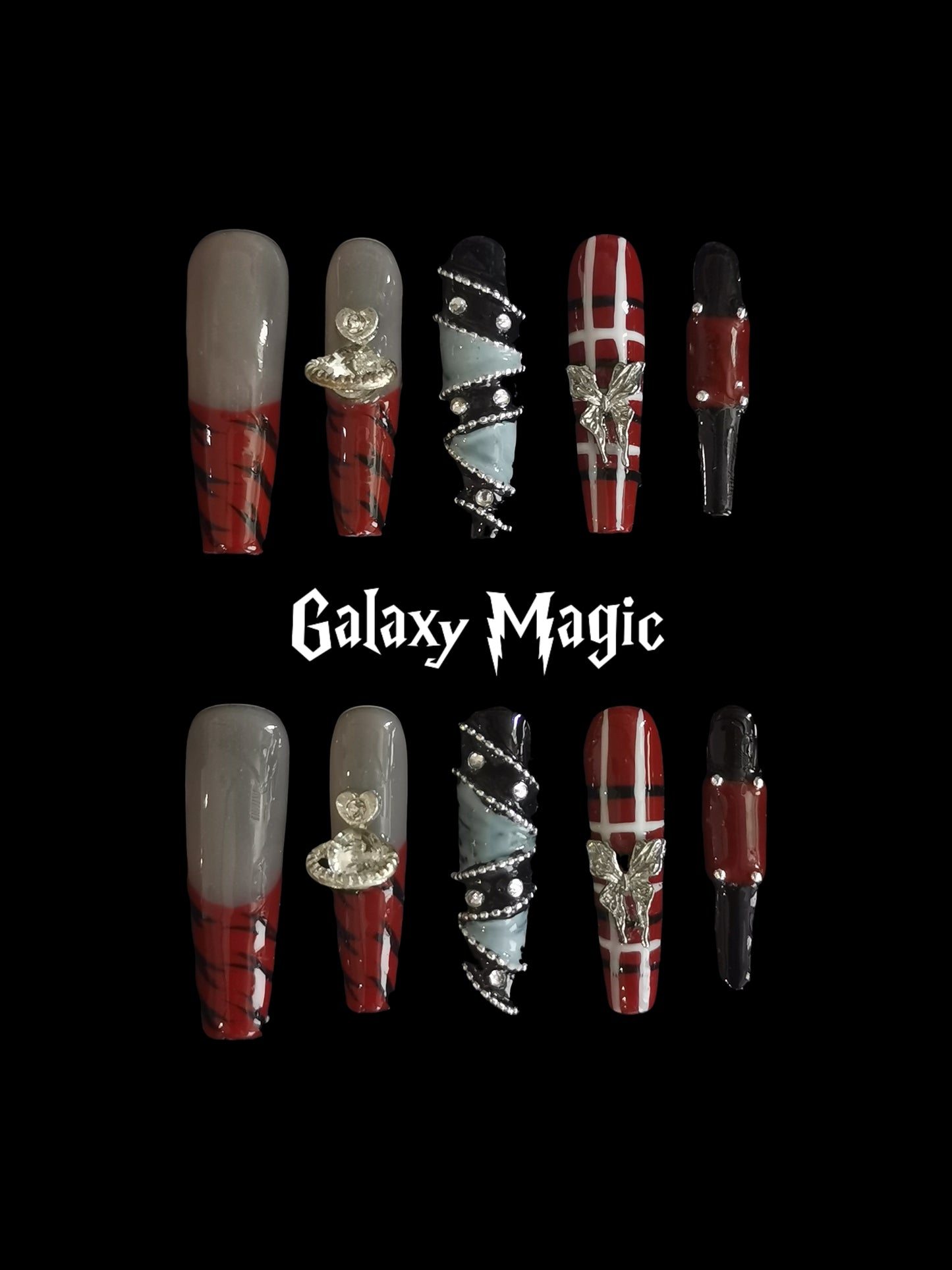 Handmade Acrylic 3D Flower design Press on nails coffin square stiletto reusable durable NO:1029