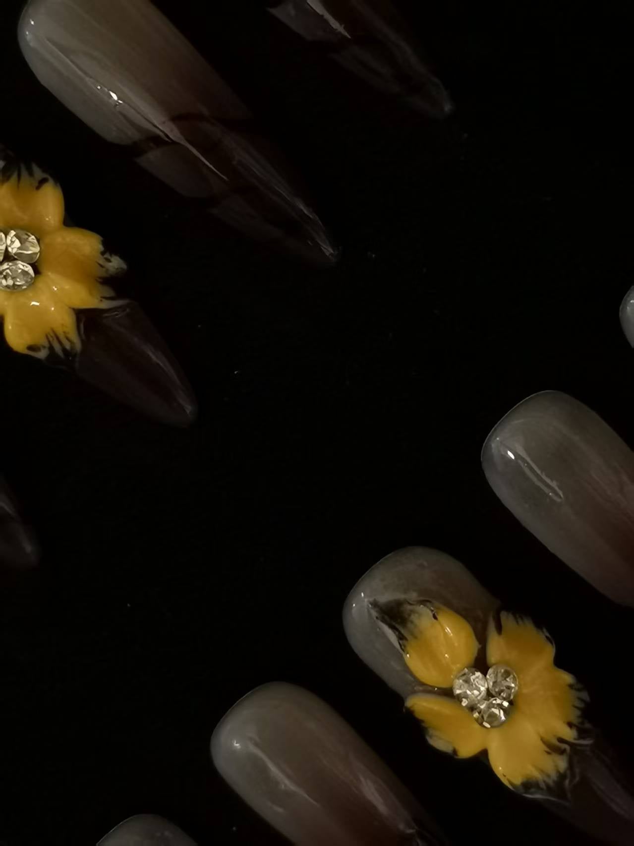 Handmade Acrylic 3D Flower design Press on nails coffin square stiletto reusable durable NO:1031