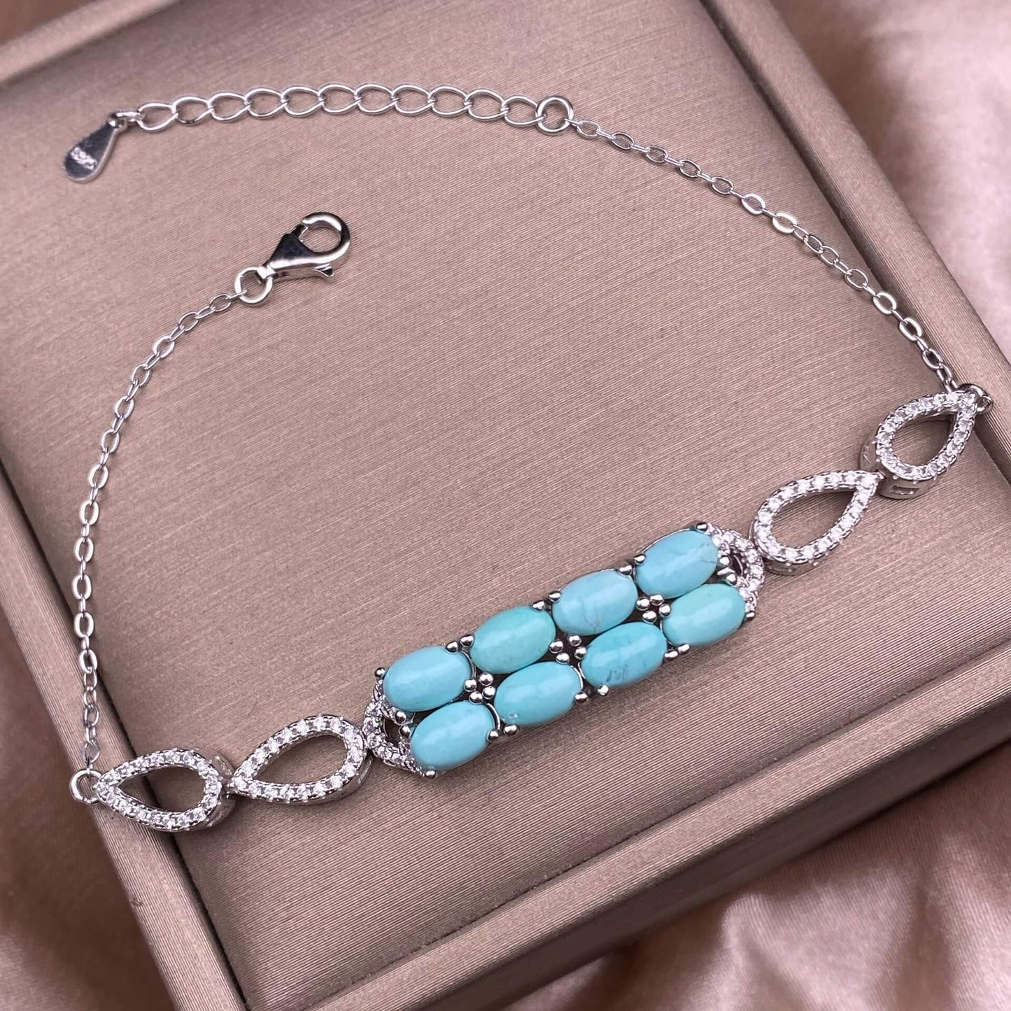 Opal Turquoise Bracelet S925 silver inlaid silver jewelry chain Trendy Jewelry 2025