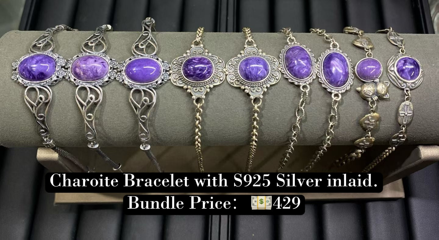Bundle silver Jewelry Charoite Bracelets S925, silver inlaid, NO.B4