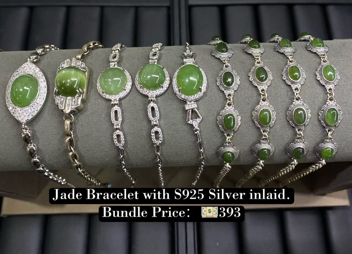 Bundle silver Jewelry Jade Bracelets S925, silver inlaid, NO.B9