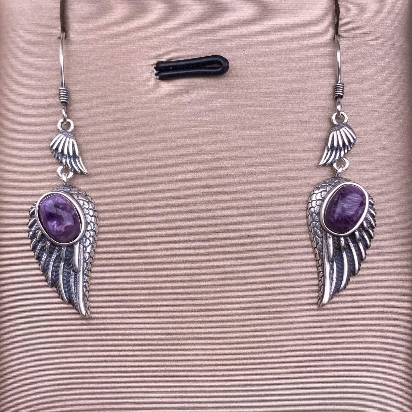 Garnet, black opal, black shell, white shell, tea crystal, purple dragon crystal wings earrings S925 (Copy)
