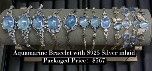 Bundle silver Jewelry  Aquamarine  Bracelets  S925, silver inlaid，NO.B1