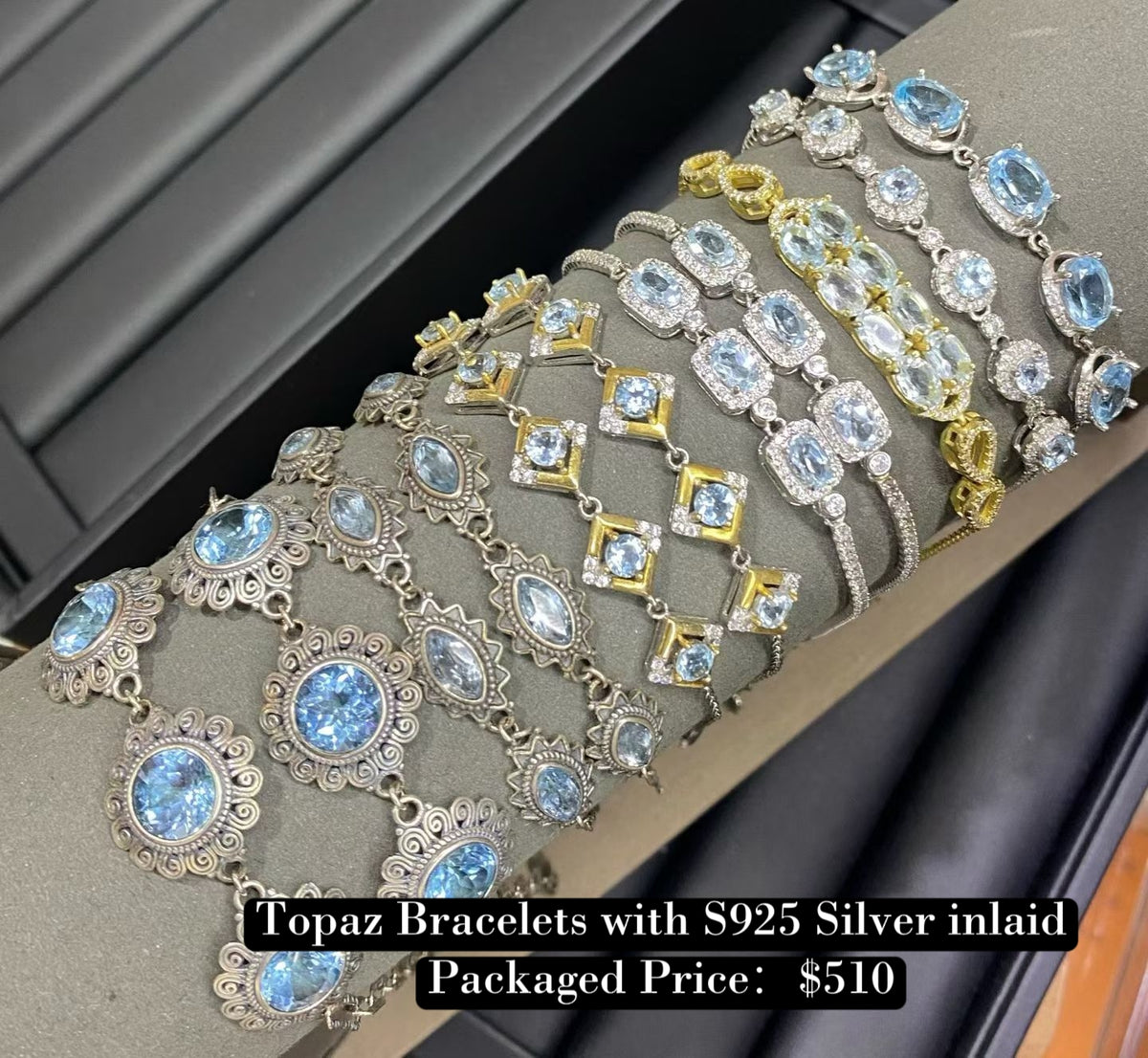 Bundle silver Jewelry  Topaz  Bracelets S925, silver inlaid, NO.B2