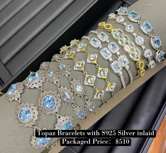 Bundle silver Jewelry  Topaz  Bracelets S925, silver inlaid, NO.B2