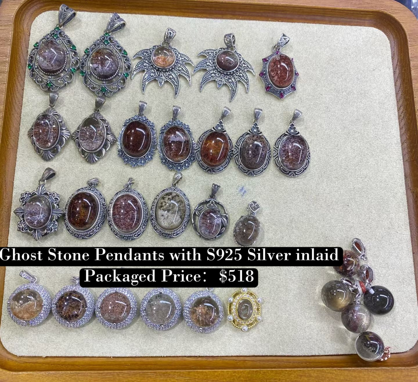 Bundle silver Jewelry  Ghost Stone Pendants S925, silver inlaid, NO.P1