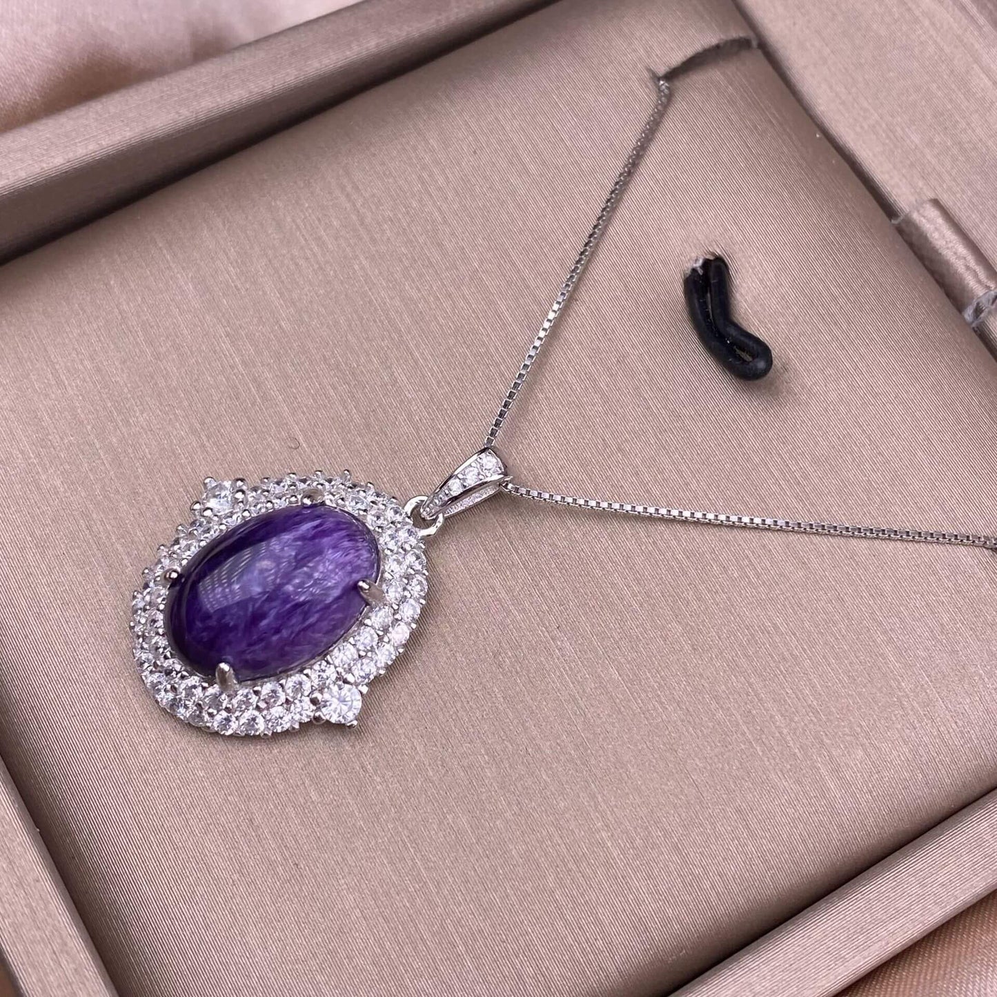 South Red, amethyst, purple dragon crystal, aquamarine pendant s925, silver inlaid with full diamonds, light luxury and exquisite women's collarbone chain pendant, simple and versatile for commuting