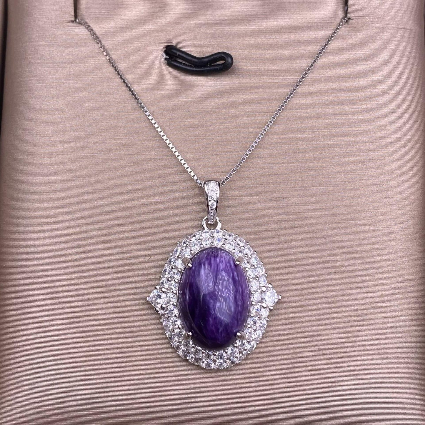 South Red, amethyst, purple dragon crystal, aquamarine pendant s925, silver inlaid with full diamonds, light luxury and exquisite women's collarbone chain pendant, simple and versatile for commuting