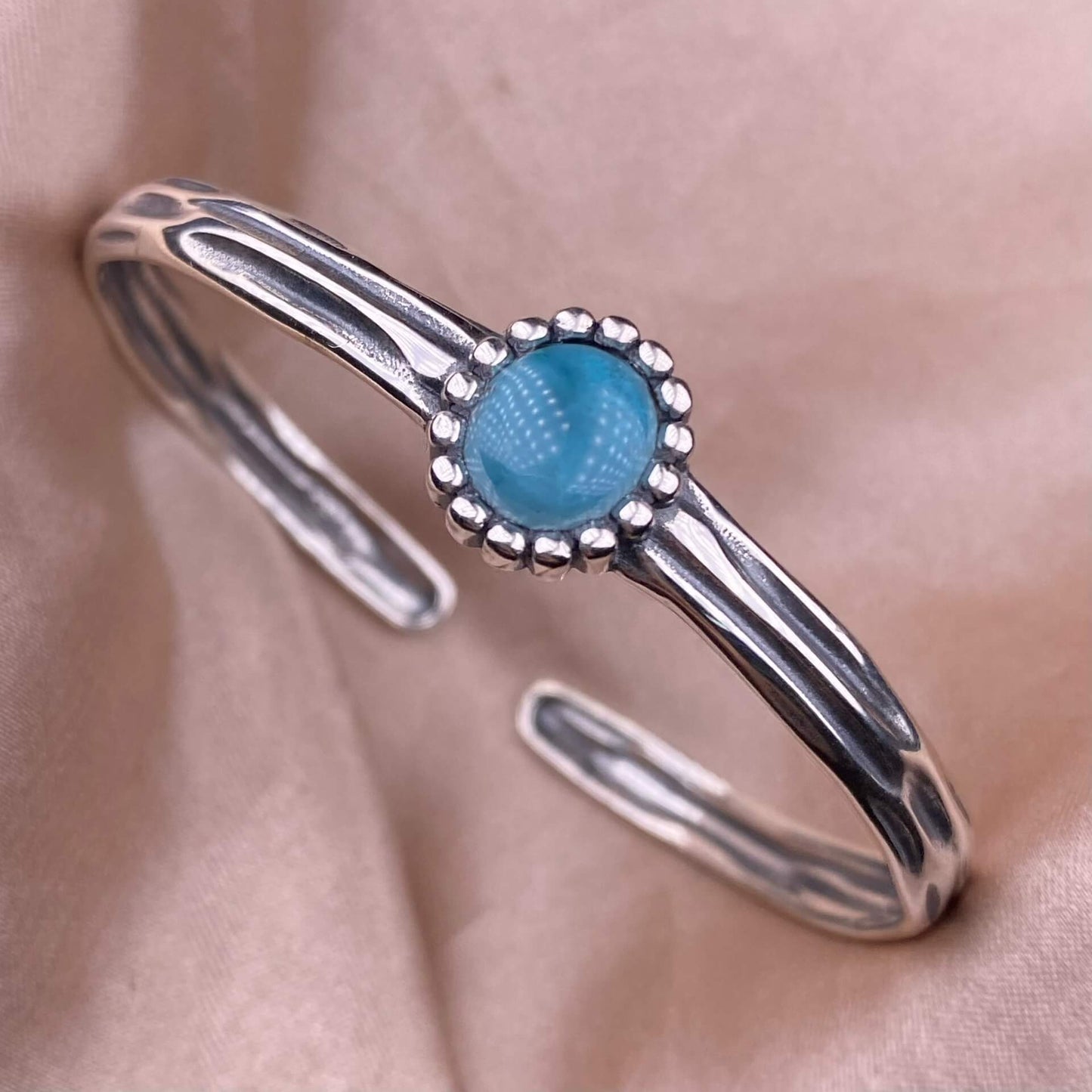 Nan Hong, Golden luck stone, turquoise, Purple Dragon Crystal bangle bracelet S925, silver inlaid, retro open bracelet