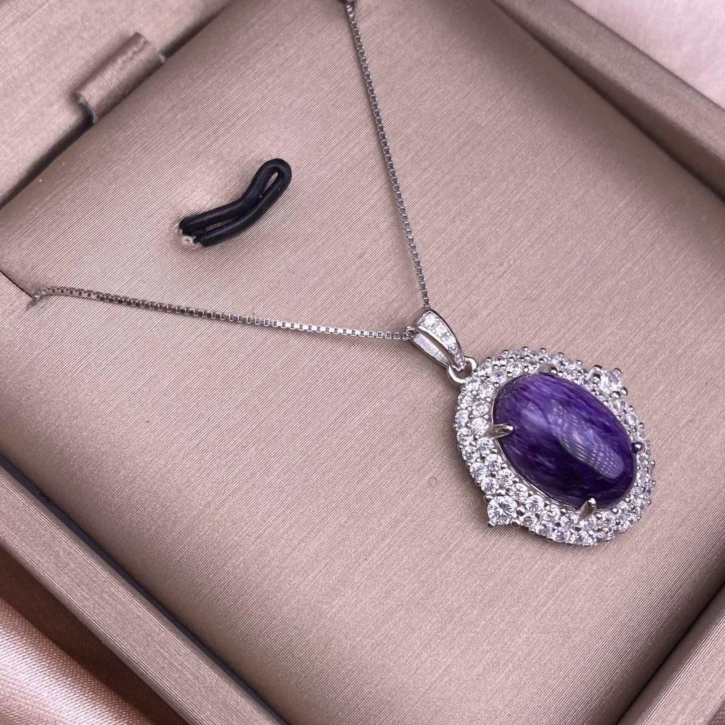 South Red, amethyst, purple dragon crystal, aquamarine pendant s925, silver inlaid with full diamonds, light luxury and exquisite women's collarbone chain pendant, simple and versatile for commuting