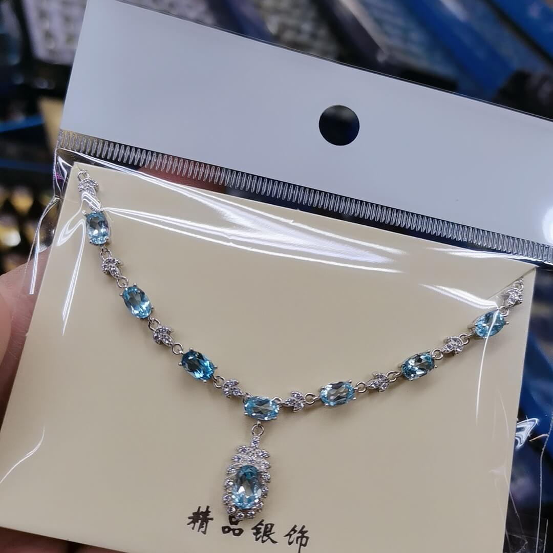 Opal/Black Opal/Turquoise/London blue topaz/Olivine/Garnet/ Hetian jade/Amethyst/Topaz S925 necklace, silver inlaid with full diamonds, exquisite light luxury evening wear chain, Opal collarbone chain, fashionable office lady