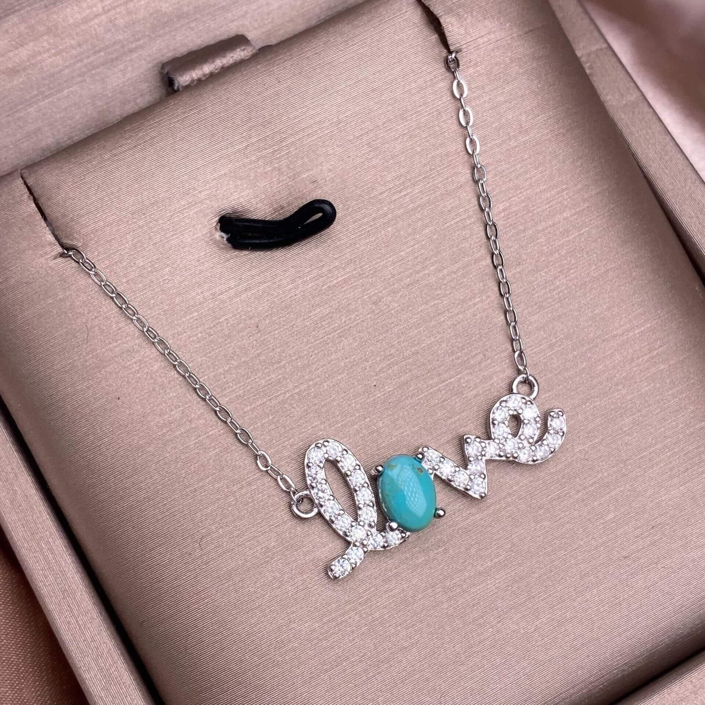 Blue topa, golden stone, turquoise S925 necklace, silver inlaid with full diamonds, exquisite light luxury evening wear chain fashionable office lady