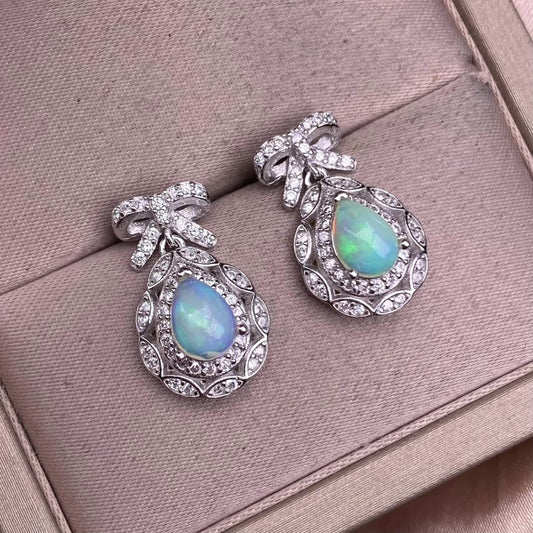 Opal earrings with silver setting 