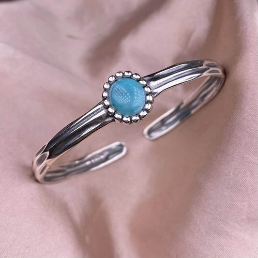 Nan Hong, Golden luck stone, turquoise, Purple Dragon Crystal bangle bracelet S925, silver inlaid, retro open bracelet