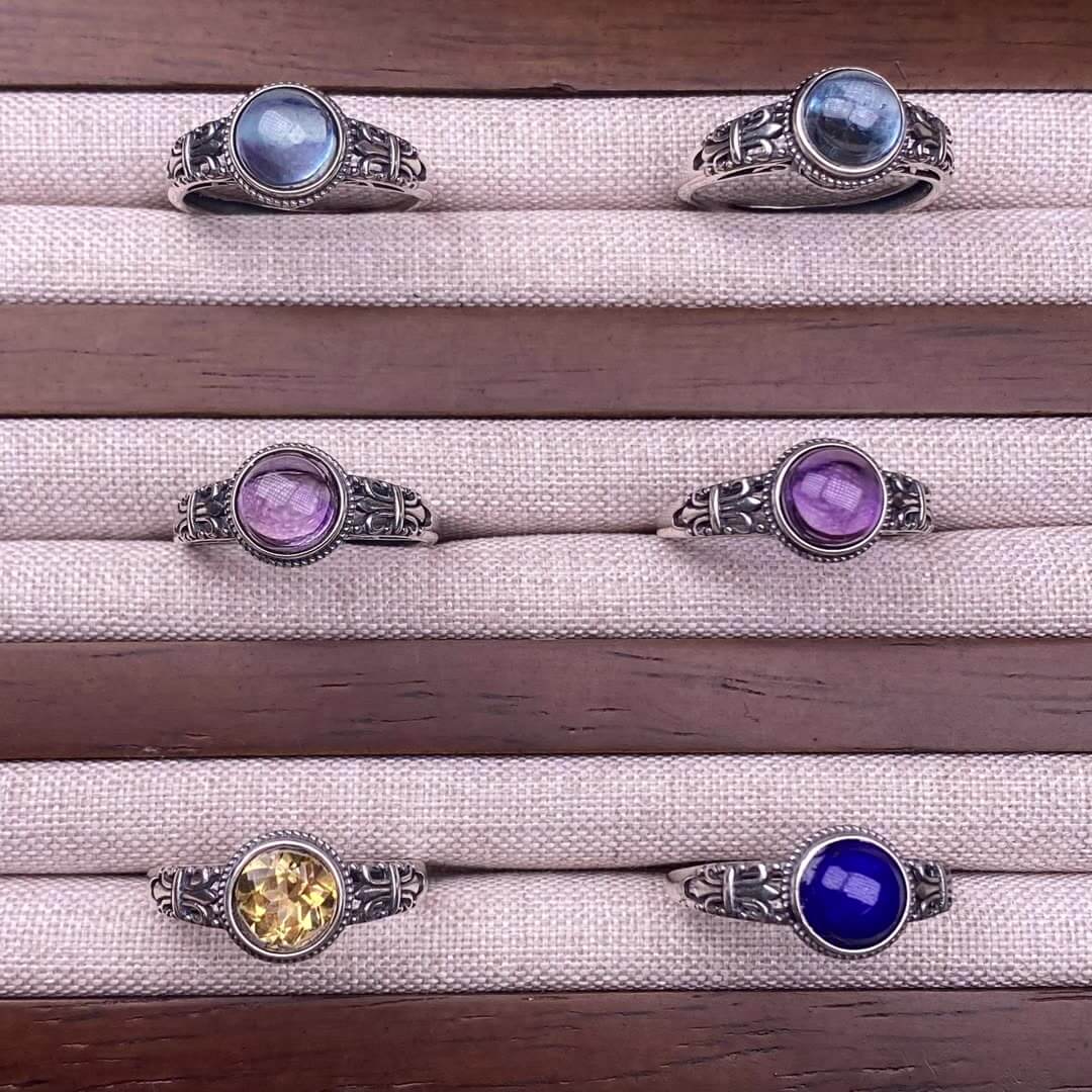 s925 Silver , Natural Stone.Aquamarine, citrine, lapis lazuli s925, silver inlaid  Jewelry 2025