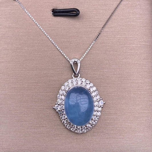 South Red, amethyst, purple dragon crystal, aquamarine pendant s925, silver inlaid with full diamonds, light luxury and exquisite women's collarbone chain pendant, simple and versatile for commuting