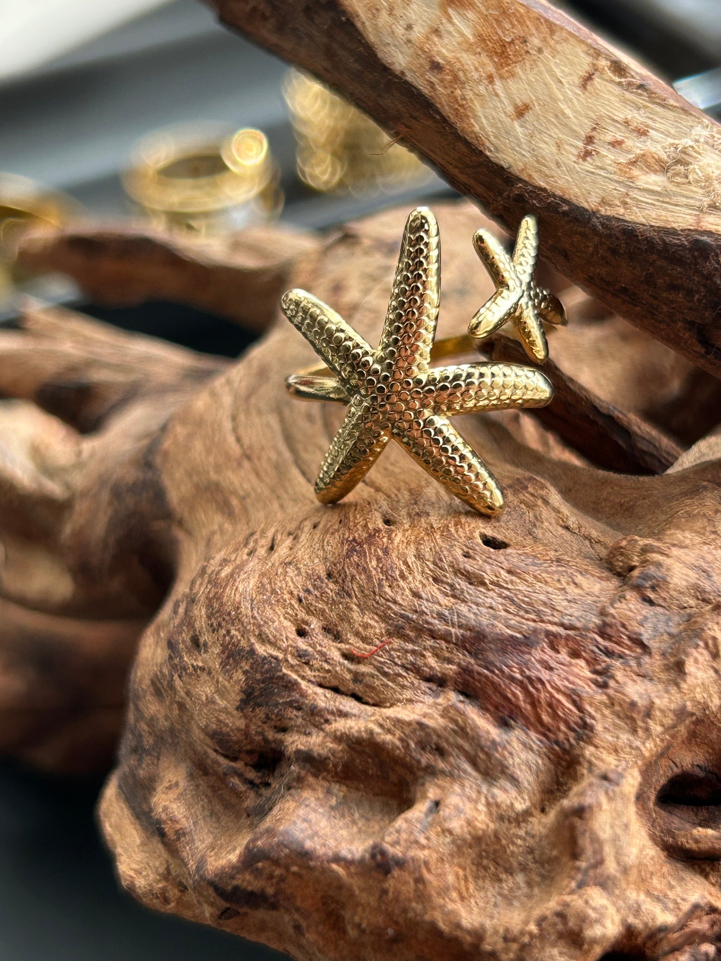 Double Sea Stars Ring 18k gold-plated Titanium Steel GMJR2