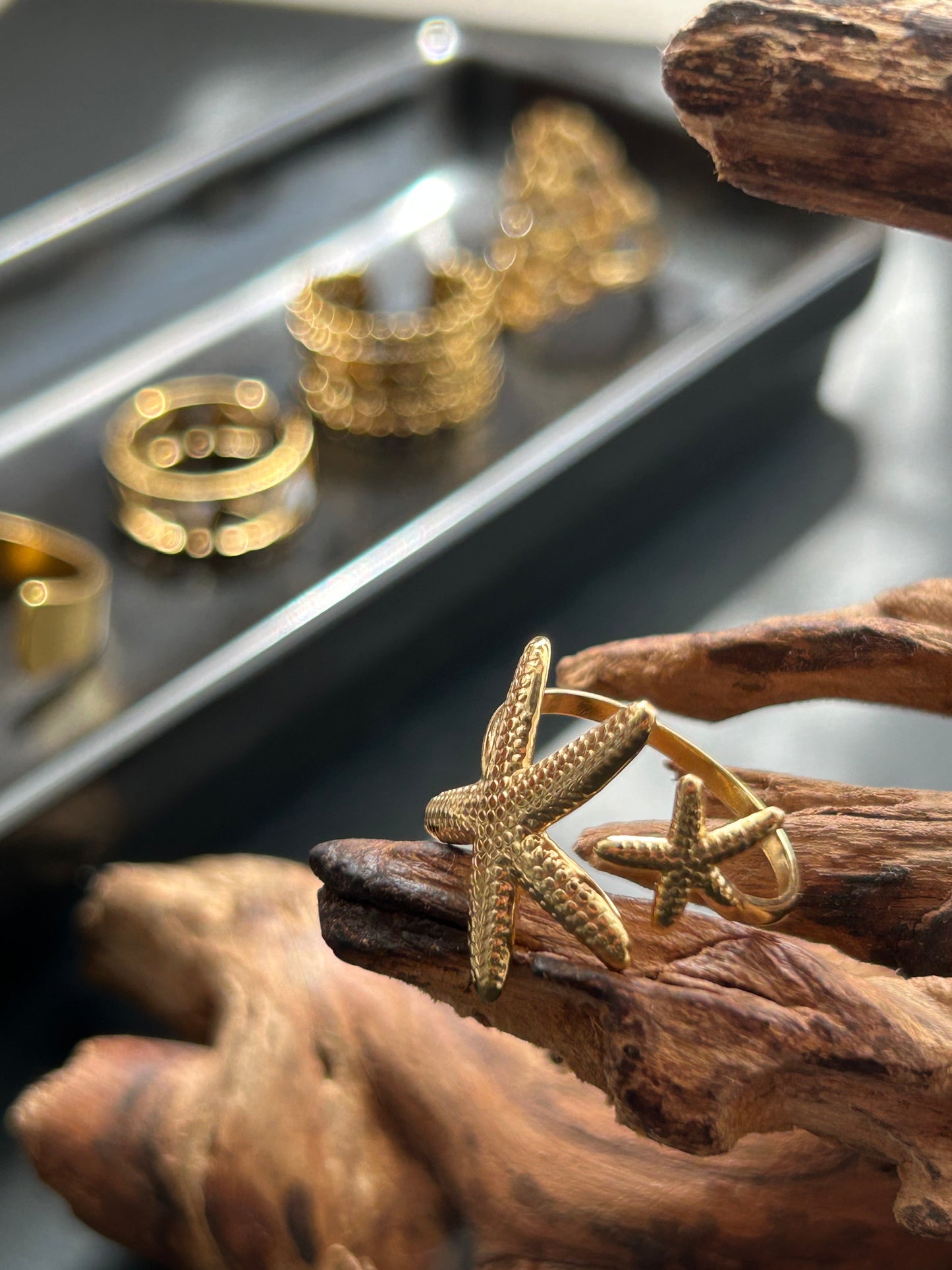 Double Sea Stars Ring 18k gold-plated Titanium Steel GMJR2