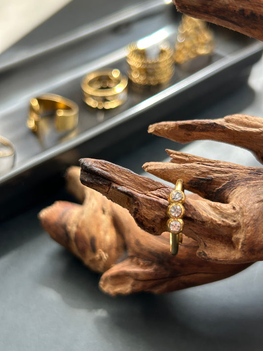 Three Tiny Zircon Ring 18k gold-plated Titanium Steel GMJR5