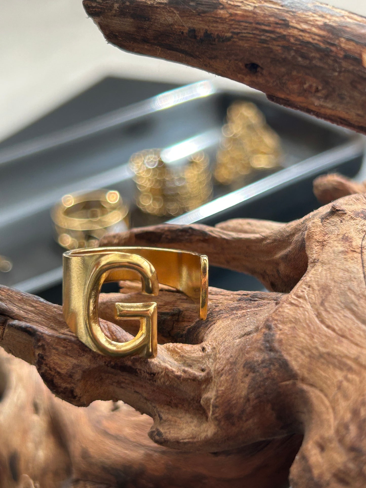 Initial Letter Ring 18k gold-plated Titanium Steel GMJR4