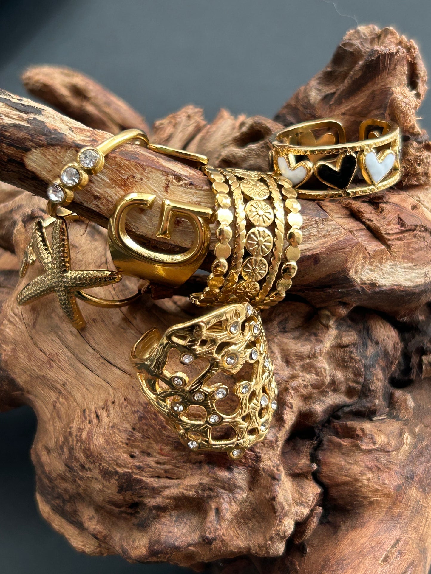 Three Tiny Zircon Ring 18k gold-plated Titanium Steel GMJR5