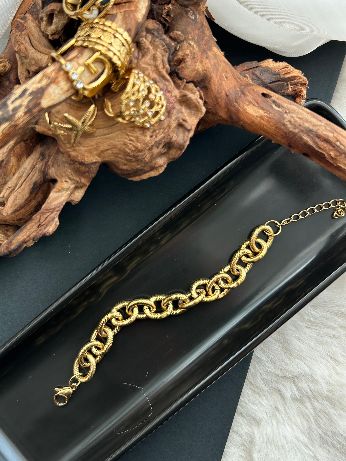 Bracelet 18k gold-plated Titanium Steel Chunky chain Trendy Jewelry 2025 GMJB5