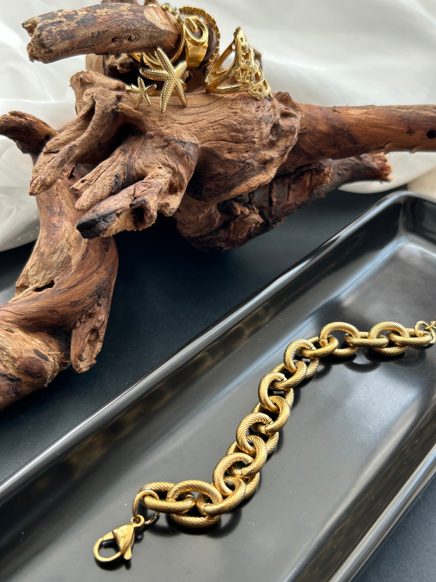 Bracelet 18k gold-plated Titanium Steel Chunky chain Trendy Jewelry 2025 GMJB5