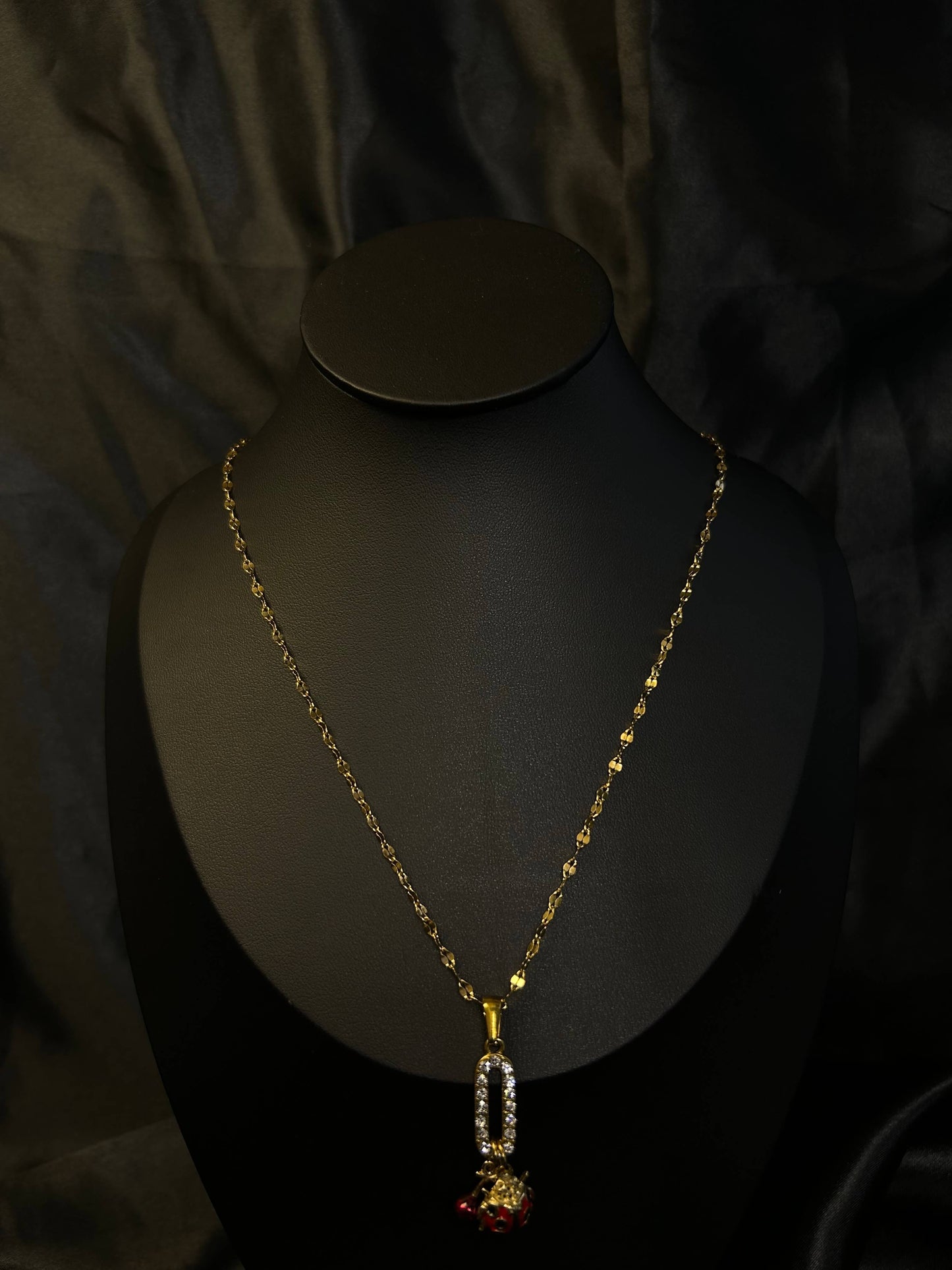 Cherry Ladybug Necklace 18k gold-plated Titanium Steel Lip chain Trendy Jewelry 2025 GMJN1