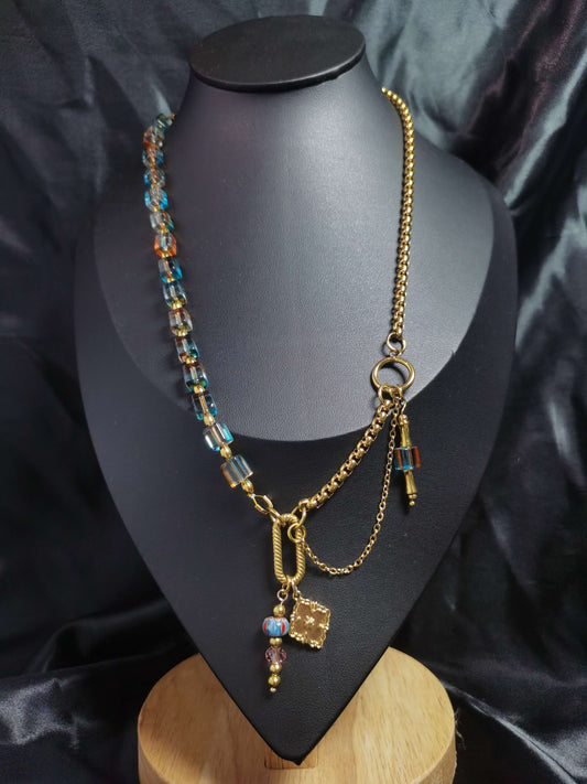 Joint Necklace 18k gold-plated Titanium Steel  Glass chain Trendy Jewelry 2025 GMJN4