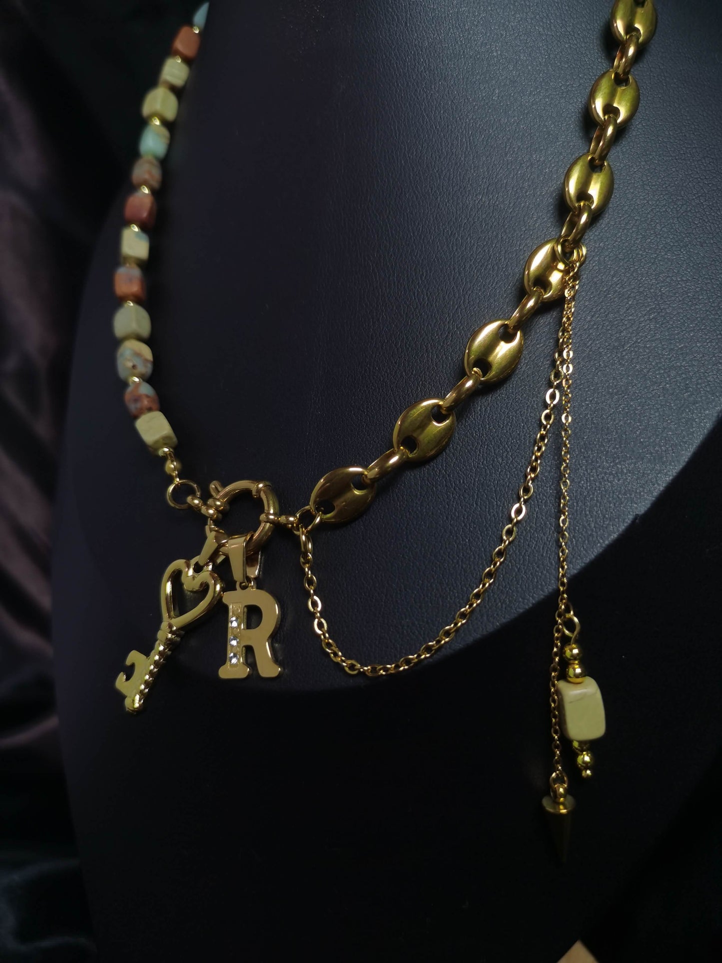 Joint Necklace 18k gold-plated Titanium Steel Stone&Pignose chain Trendy Jewelry 2025 GMJN6