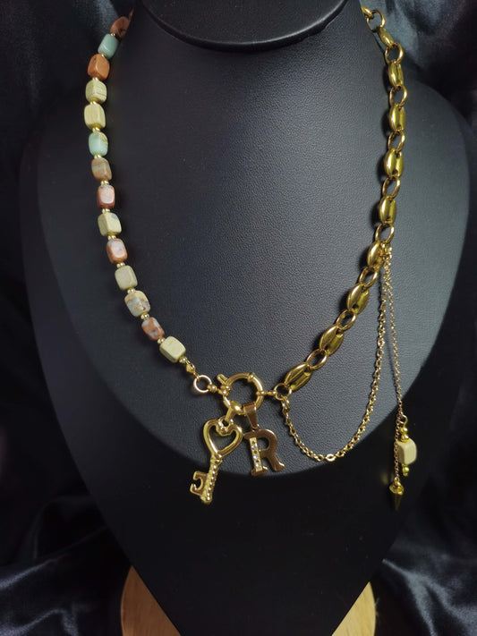 Joint Necklace 18k gold-plated Titanium Steel Stone&Pignose chain Trendy Jewelry 2025 GMJN6