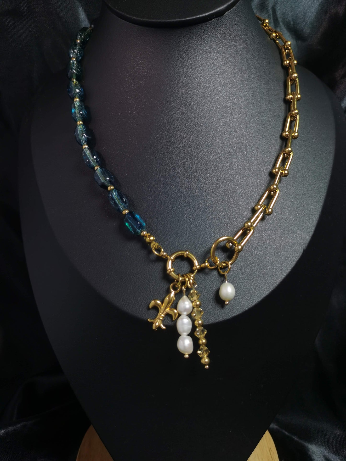 Joint Necklace 18k gold-plated Titanium Steel Glass&Horseshoe chain Trendy Jewelry 2025 GMJN7