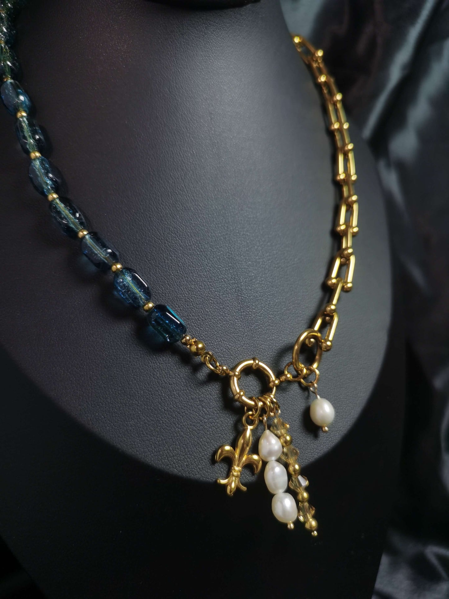 Joint Necklace 18k gold-plated Titanium Steel Glass&Horseshoe chain Trendy Jewelry 2025 GMJN7