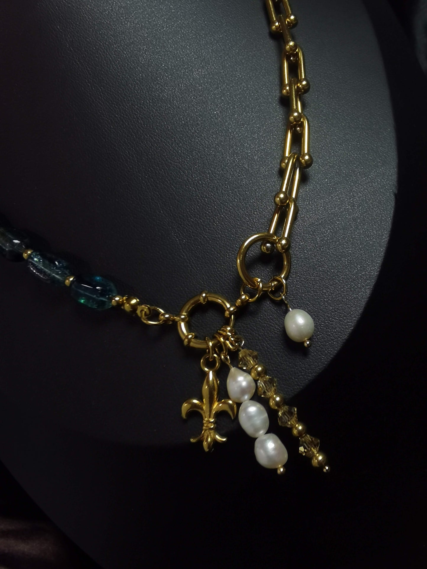 Joint Necklace 18k gold-plated Titanium Steel Glass&Horseshoe chain Trendy Jewelry 2025 GMJN7