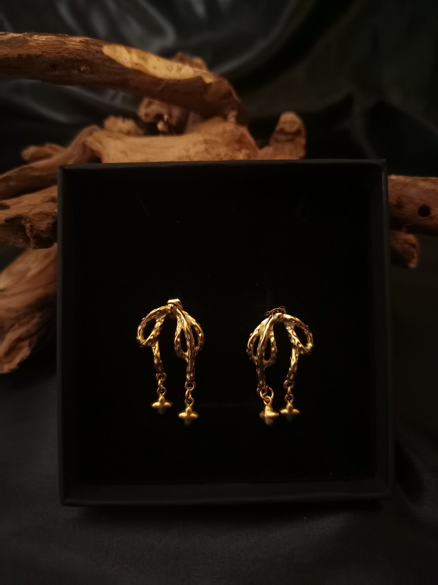 Bow knot Earrings tiny starry 18k gold-plated Titanium Steel GMJE2