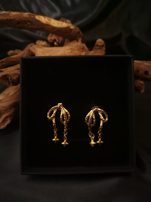 Bow knot Earrings tiny starry 18k gold-plated Titanium Steel GMJE2